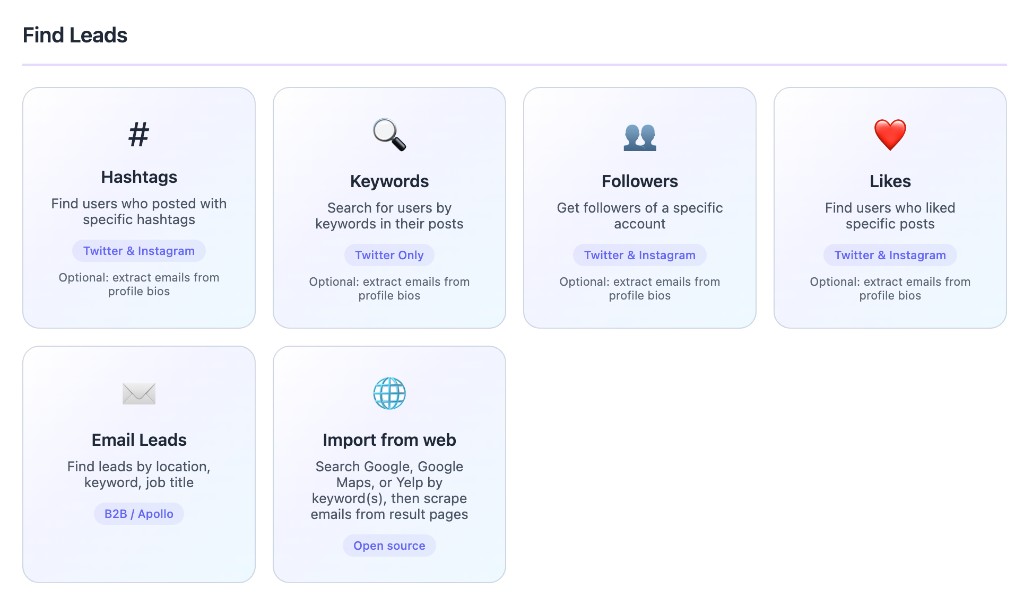 Liza find leads cards