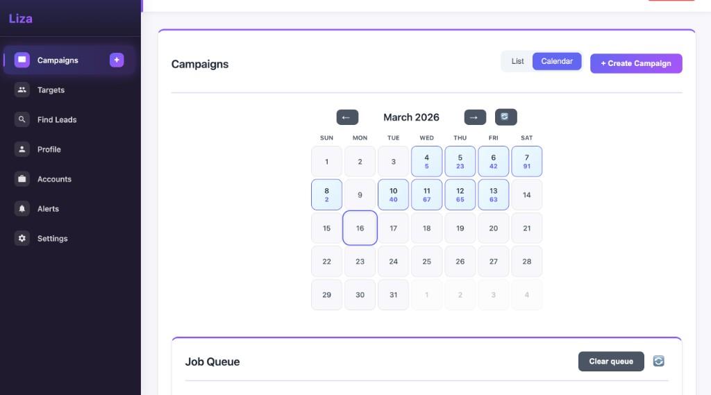 Liza campaigns calendar